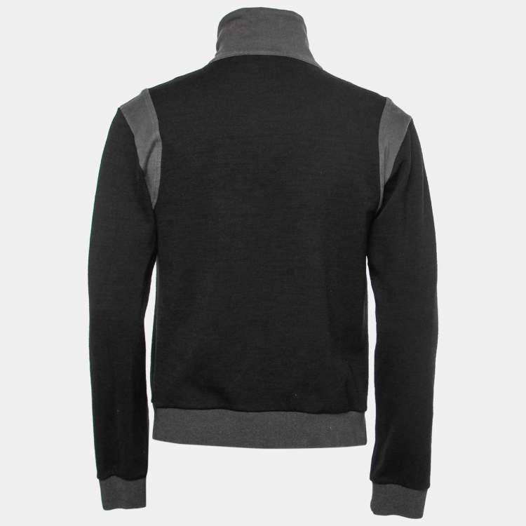 Pre Owned Dolce & Gabbana Black Wool Contrast Trimmed Zip Front Jacket XXL