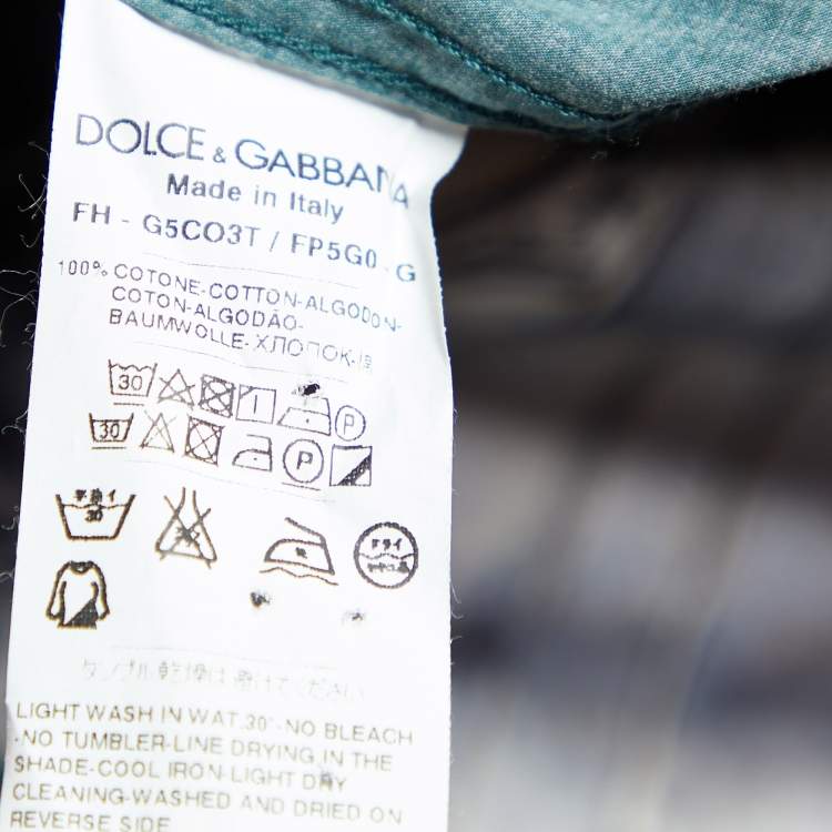 Pre Owned Dolce & Gabbana Green Armour Print Cotton Gold Fit Shirt XL