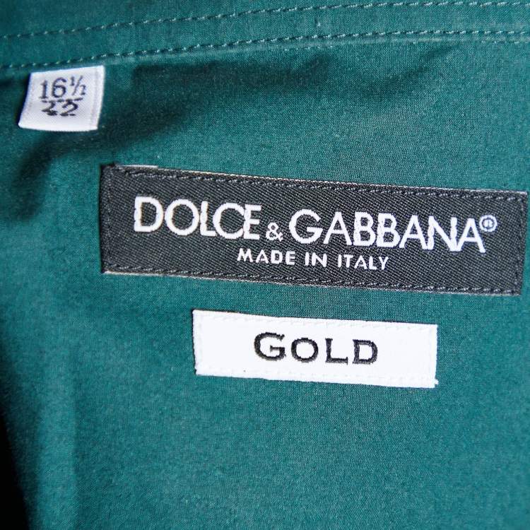 Pre Owned Dolce & Gabbana Green Armour Print Cotton Gold Fit Shirt XL