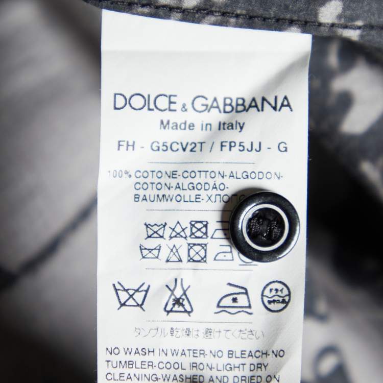 Pre Owned Dolce & Gabbana Grey Lace Print Cotton Button Front Shirt M