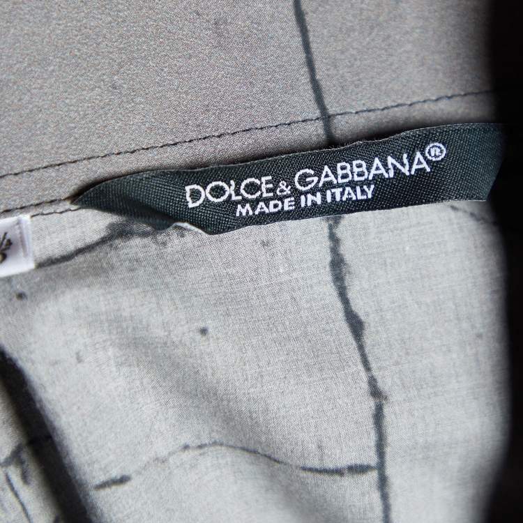 Pre Owned Dolce & Gabbana Grey Lace Print Cotton Button Front Shirt M