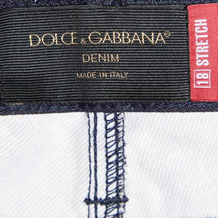 Pre Owned Dolce & Gabbana Navy Blue Key Printed Denim 18 Stretch Jeans  XXL