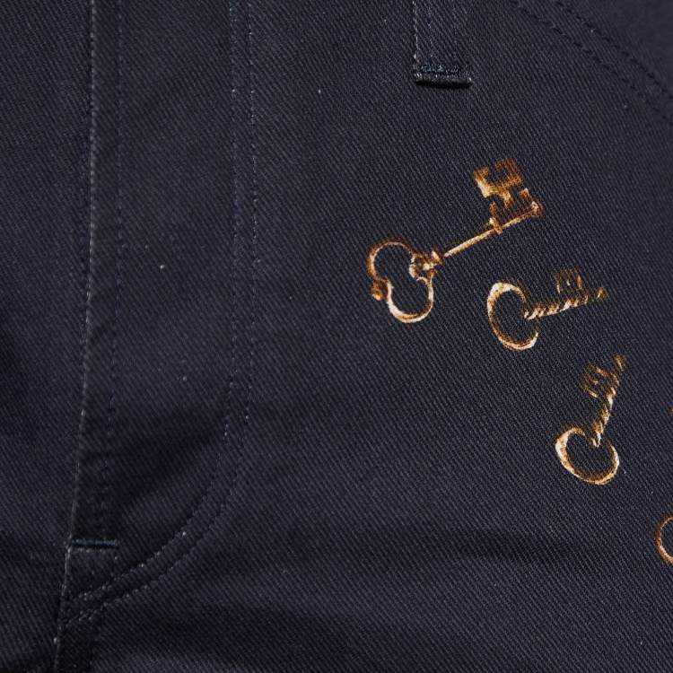 Pre Owned Dolce & Gabbana Navy Blue Key Printed Denim 18 Stretch Jeans  XXL