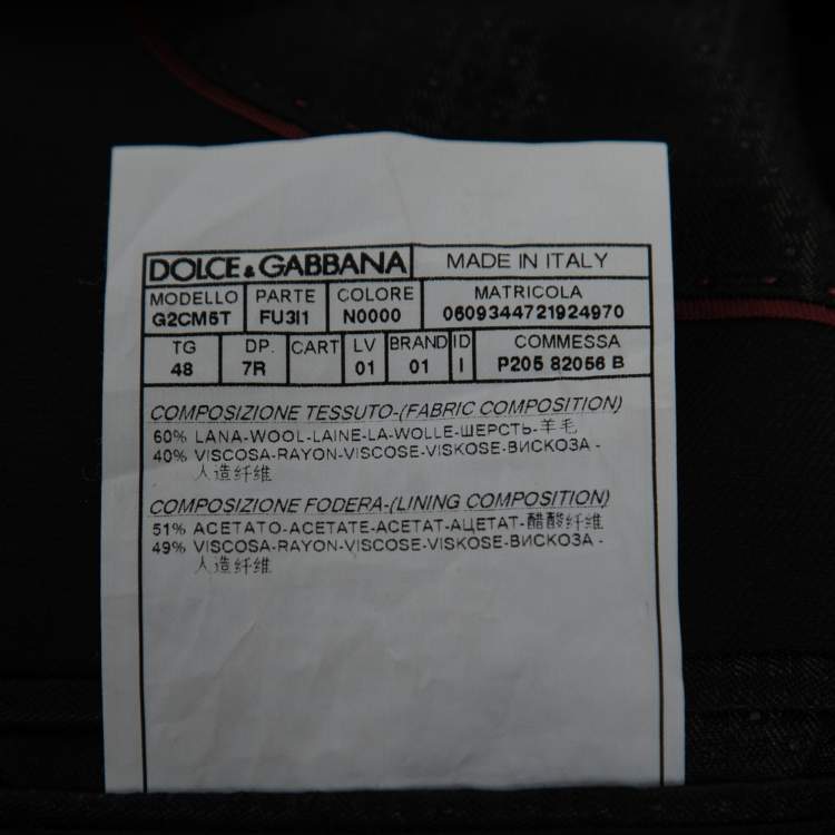Pre Owned Dolce & Gabbana Black Crepe Wool Tailored Sicilia Suit M 