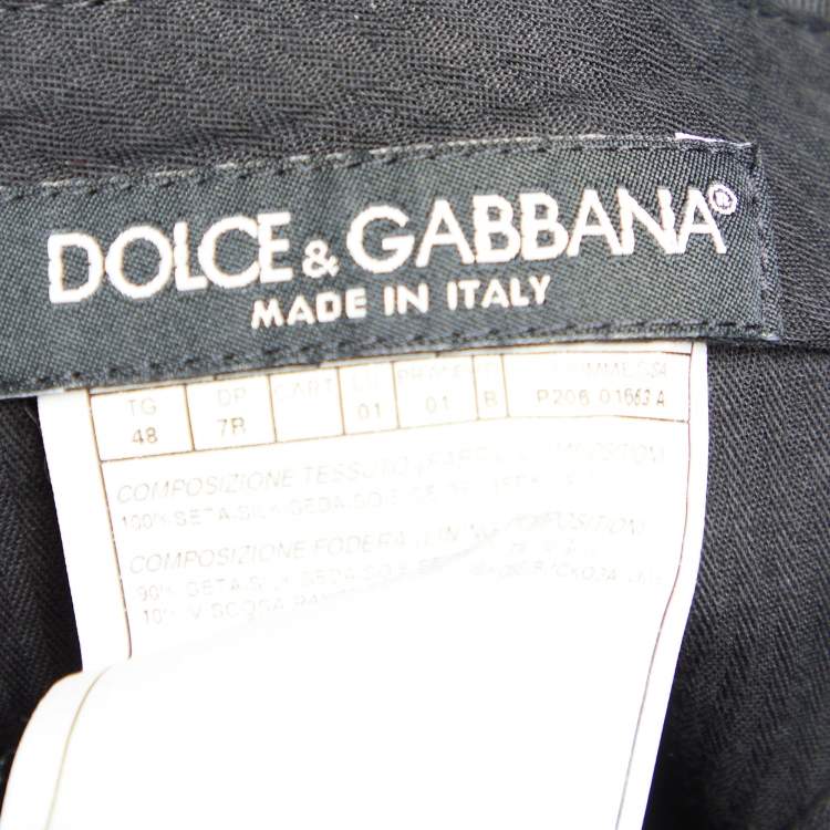 Pre Owned Dolce & Gabbana Black Floral Pattern Silk Pants M
