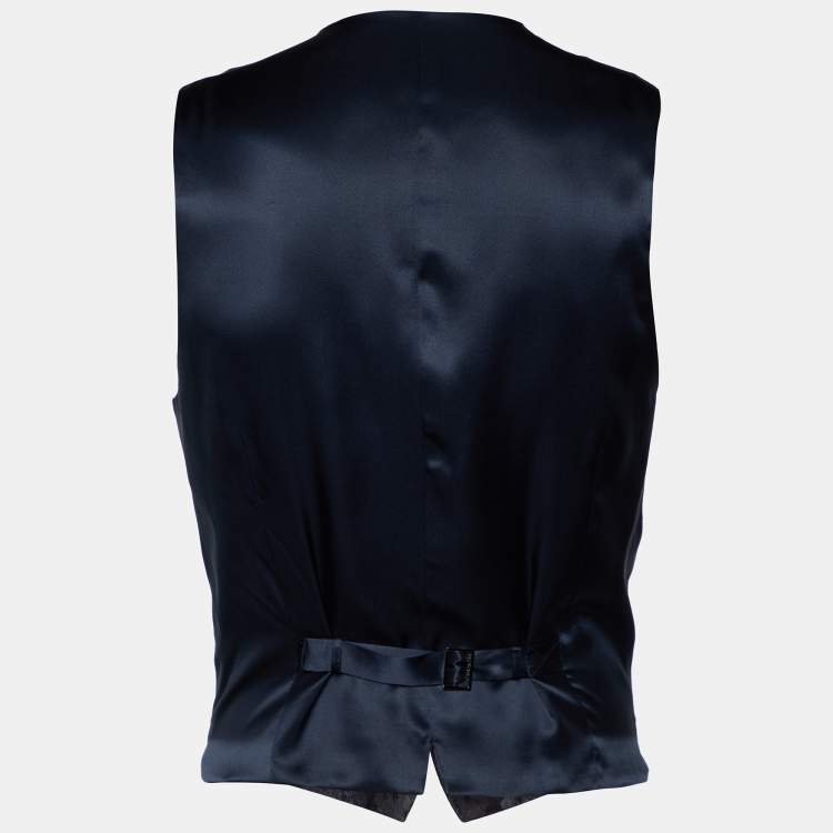 Pre Owned Dolce & Gabbana Black Floral Pattern Silk Waistcoat M