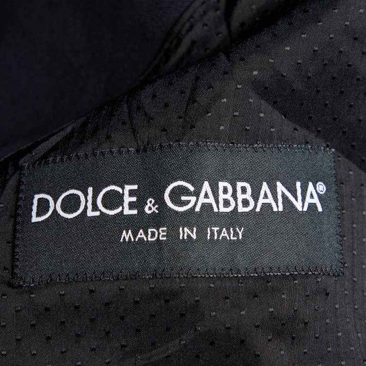 Pre Owned Dolce & Gabbana Black Cotton Contrast Detail Button Front Blazer M