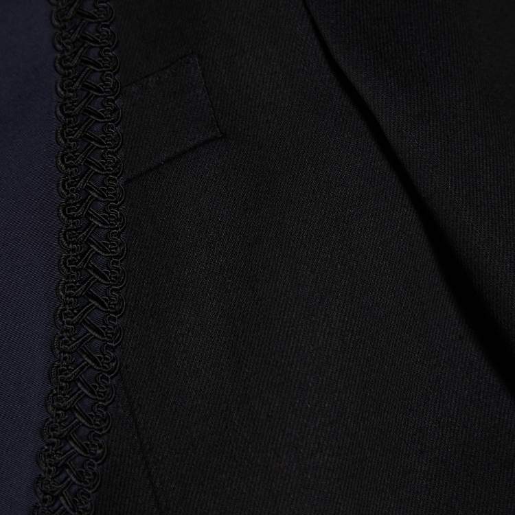 Pre Owned Dolce & Gabbana Black Cotton Contrast Detail Button Front Blazer M