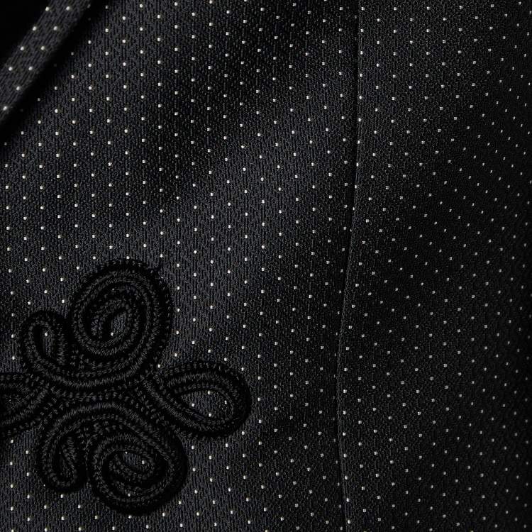 Pre Owned Dolce & Gabbana Black Polka Dot Silk Blend Blazer M