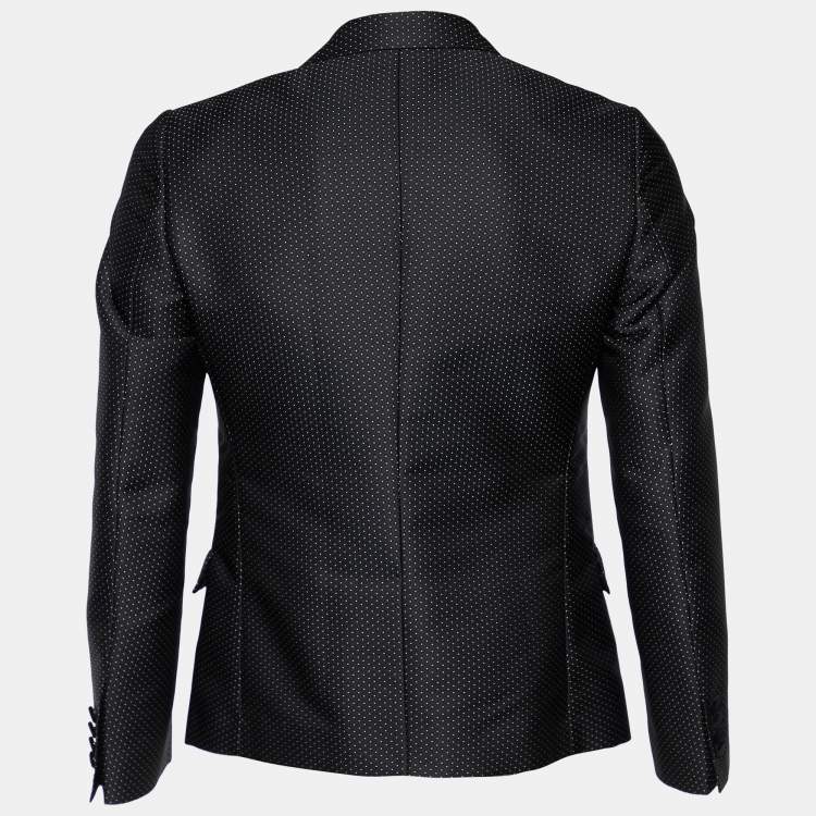 Pre Owned Dolce & Gabbana Black Polka Dot Silk Blend Blazer M