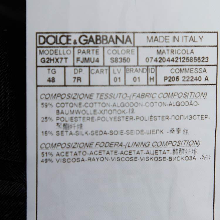 مملوكة مسبقًا Dolce & Gabbana Black Jacquard Velvet Trim Blazer M