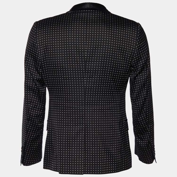 مملوكة مسبقًا Dolce & Gabbana Black Jacquard Velvet Trim Blazer M