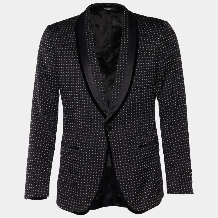 مملوكة مسبقًا Dolce & Gabbana Black Jacquard Velvet Trim Blazer M