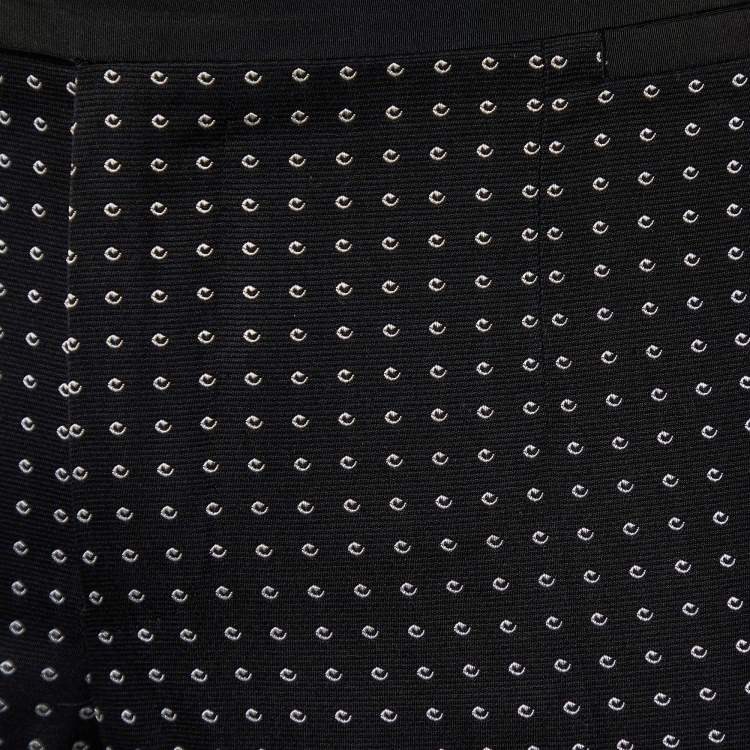 Pre Owned Dolce & Gabbana Black Jacquard Contrast Waist Pants M