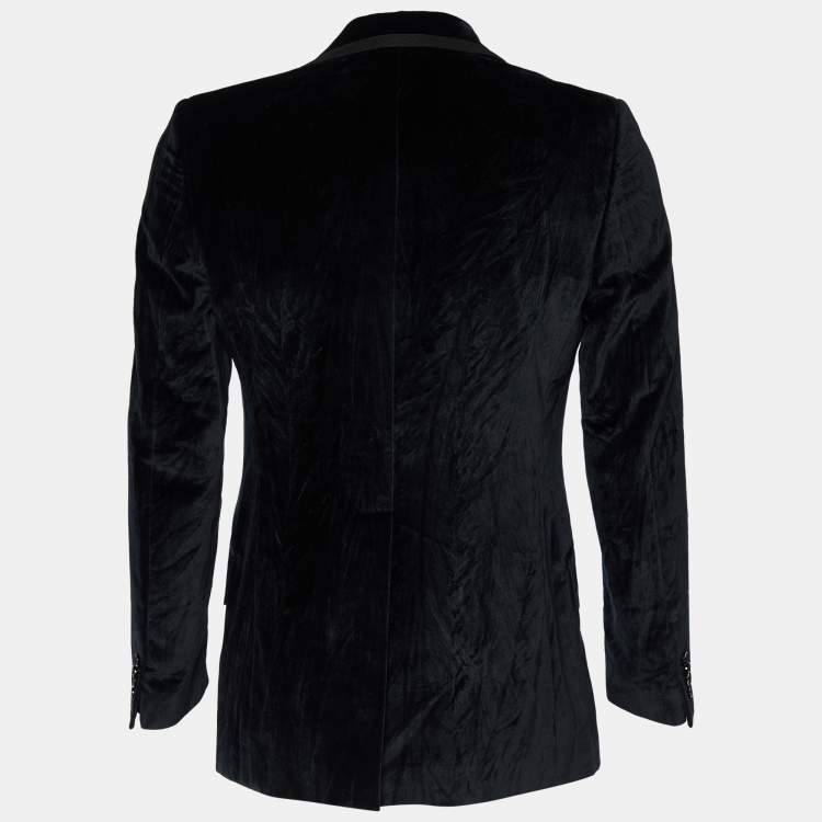 Pre Owned Dolce & Gabbana Black Velvet Button Front Blazer S