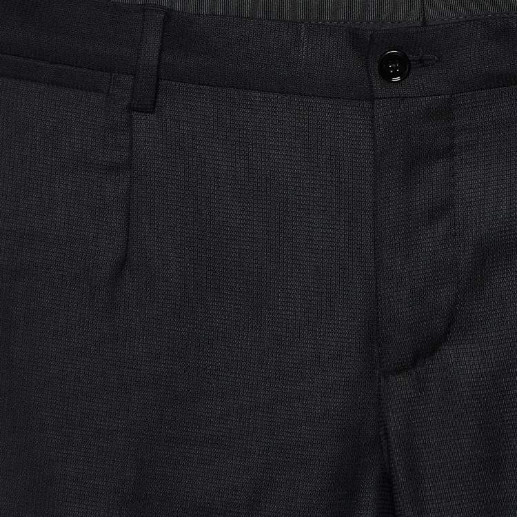 Pre Owned Dolce & Gabbana Black Textured Wool & Silk Pants M