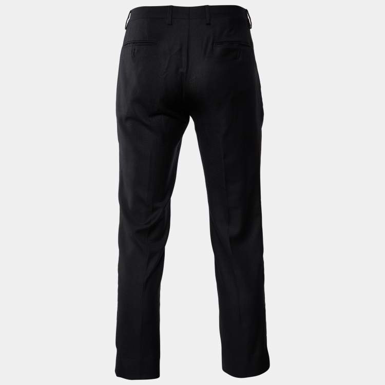 Pre Owned Dolce & Gabbana Black Textured Wool & Silk Pants M