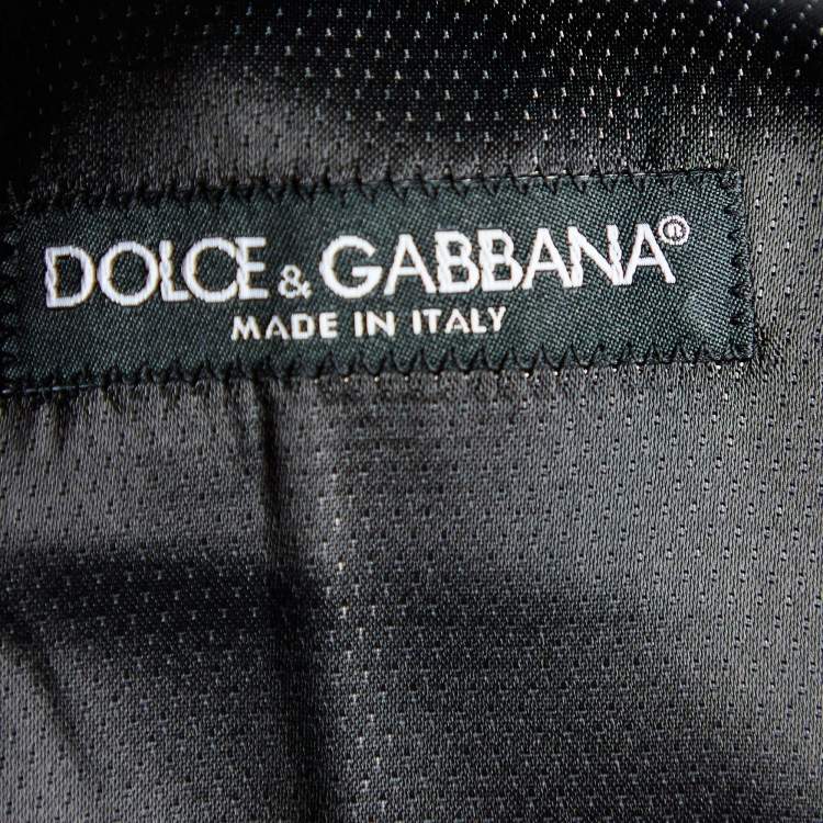 Pre Owned Dolce & Gabbana Black Textured Wool & Silk Vest M