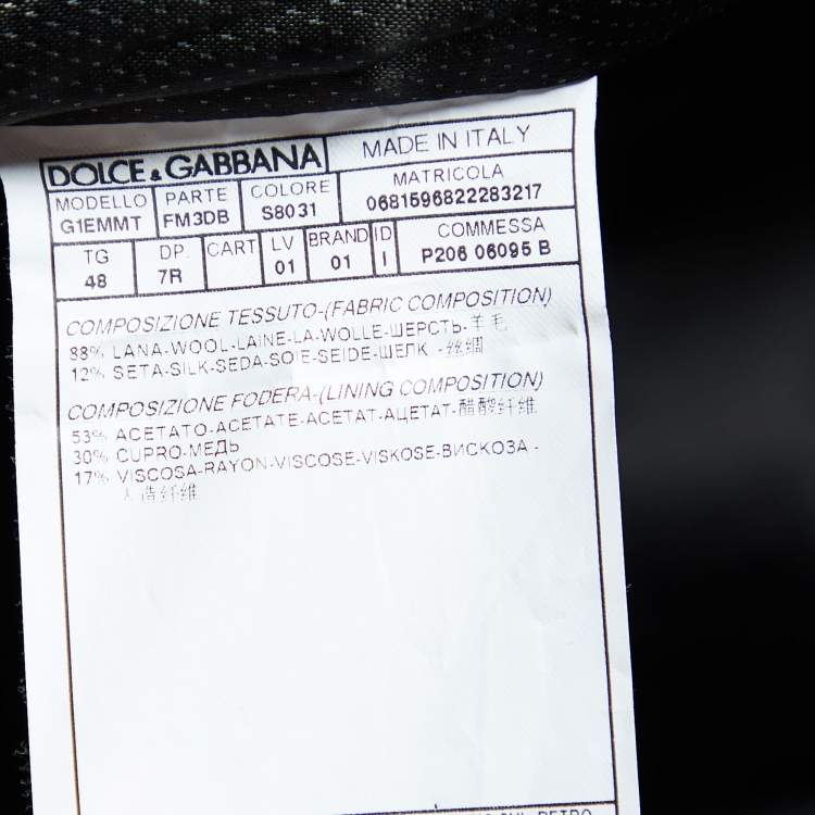 Pre Owned Dolce & Gabbana Black Textured Wool & Silk Vest M