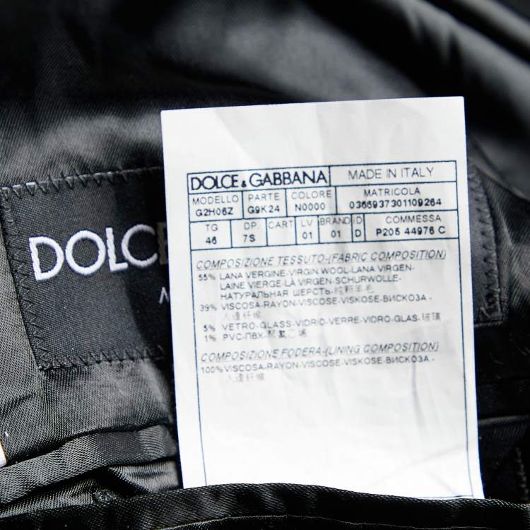 Pre Owned Dolce & Gabbana Black Wool Embellished Lapel Martini Blazer S