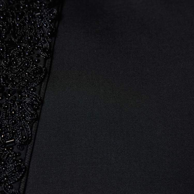 Pre Owned Dolce & Gabbana Black Wool Embellished Lapel Martini Blazer S