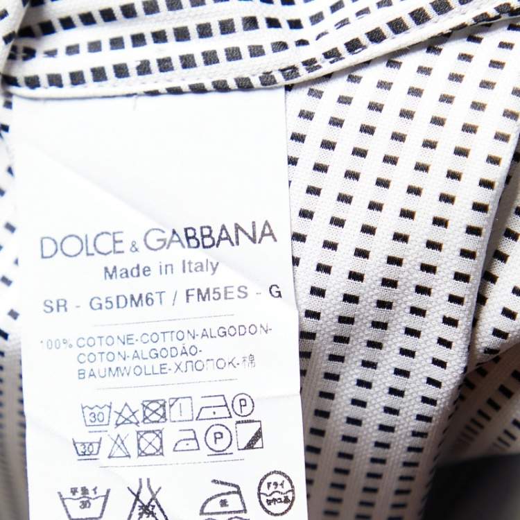 Pre Owned Dolce & Gabbana White Grid Pattern Cotton Gold Fit Shirt XXL
