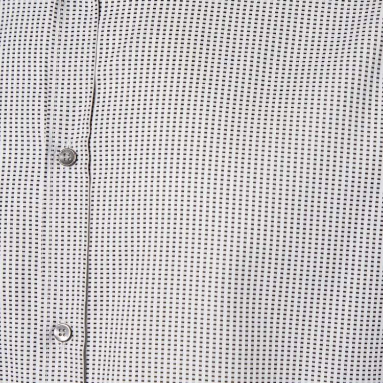 Pre Owned Dolce & Gabbana White Grid Pattern Cotton Gold Fit Shirt XXL