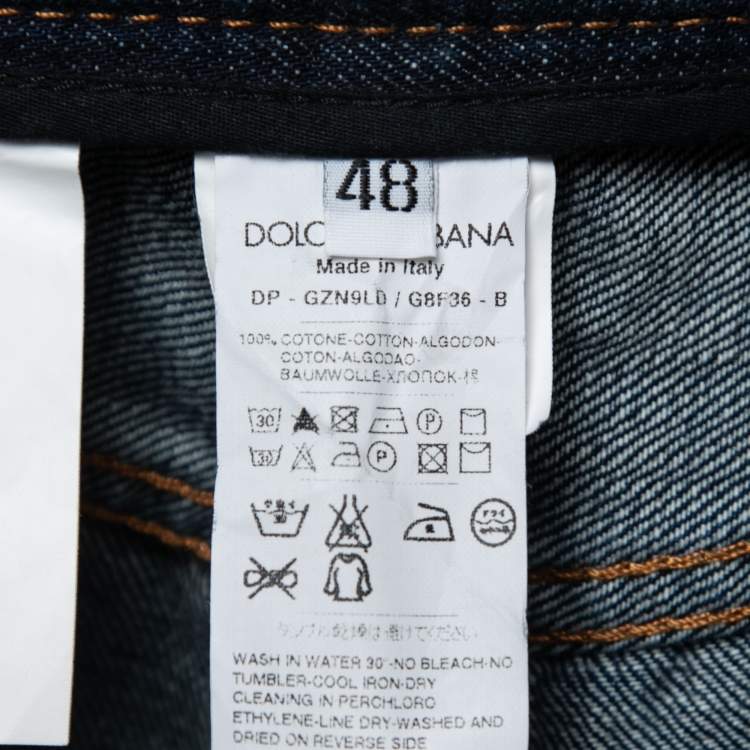 Pre Owned Dolce & Gabbana Blue Distressed Denim 14 Jeans Waist 32" 