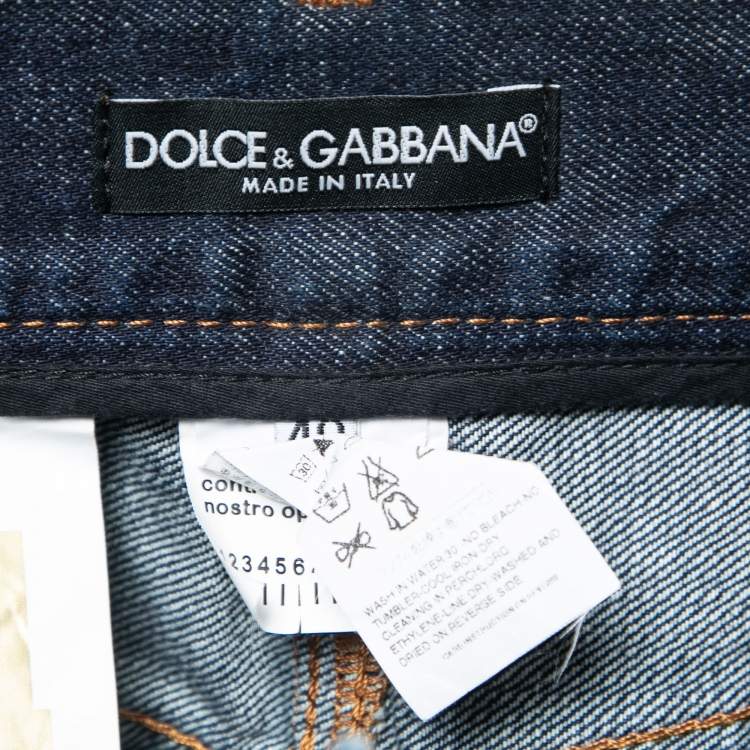 Pre Owned Dolce & Gabbana Blue Distressed Denim 14 Jeans Waist 32" 