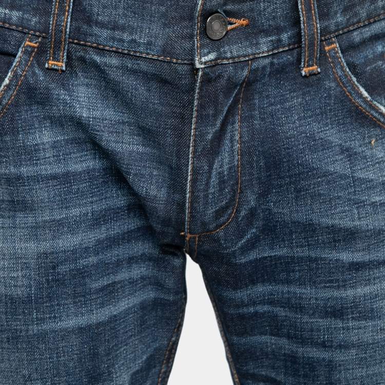 Pre Owned Dolce & Gabbana Blue Distressed Denim 14 Jeans Waist 32" 