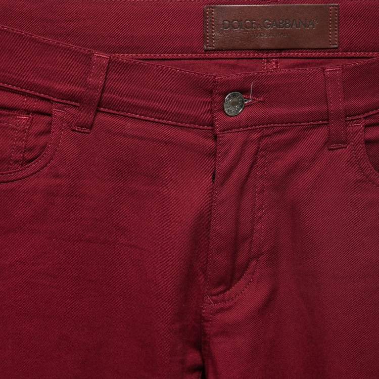 Pre Owned Dolce & Gabbana Burgundy Denim 14 Stretch Jeans L Waist 34"