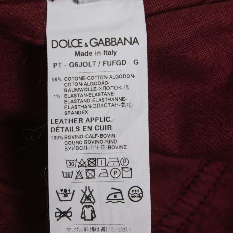 Pre Owned Dolce & Gabbana Burgundy Denim 14 Stretch Jeans L Waist 34"