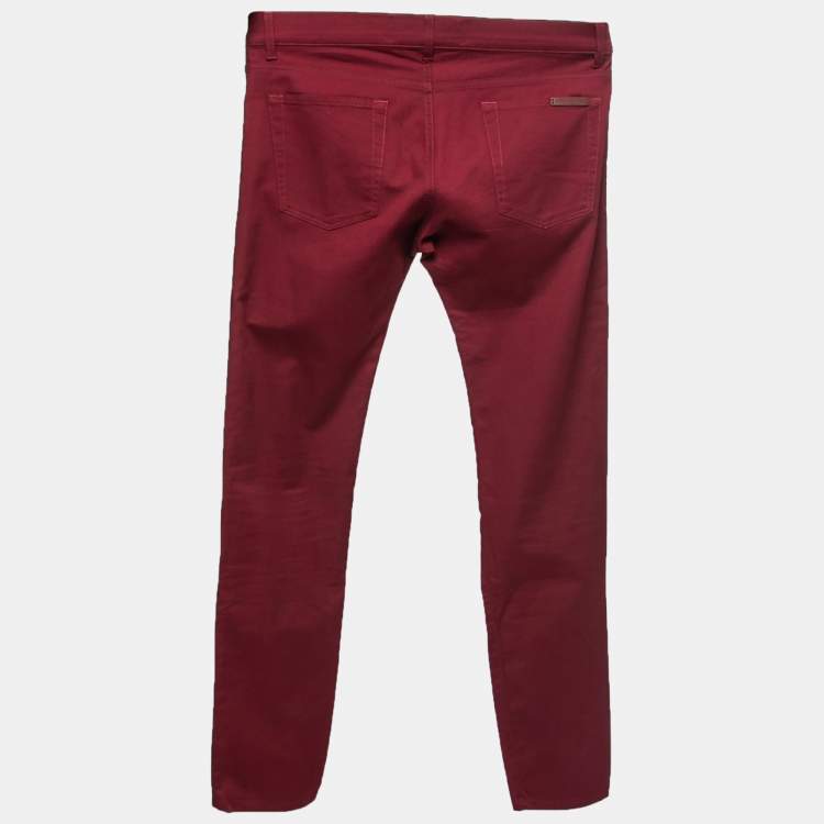 Pre Owned Dolce & Gabbana Burgundy Denim 14 Stretch Jeans L Waist 34"