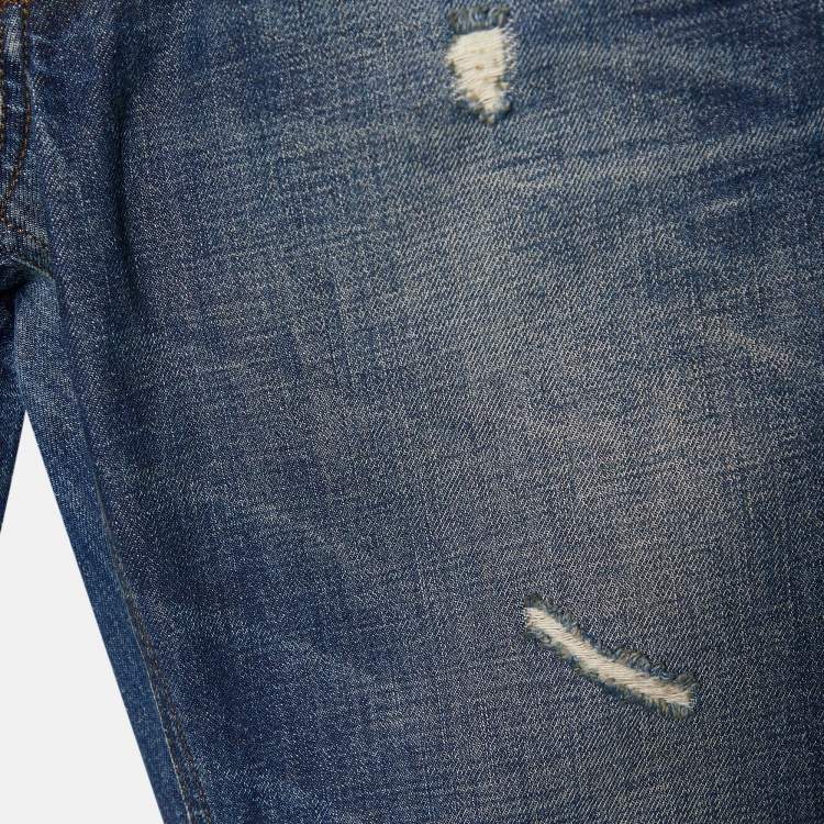 Pre Owned Dolce & Gabbana Blue Denim  Distressed Classic Jeans S Waist 32"