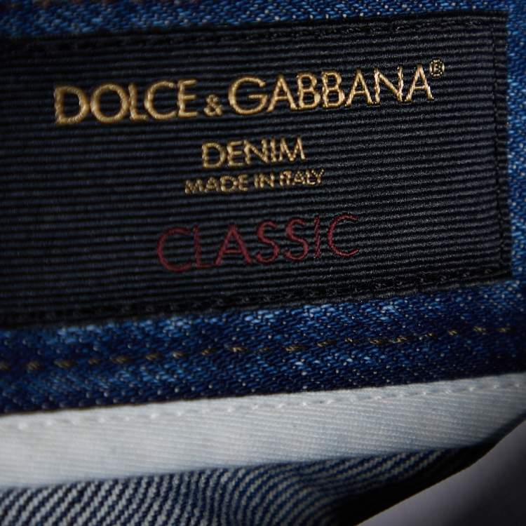 Pre Owned Dolce & Gabbana Blue Denim  Distressed Classic Jeans S Waist 32"
