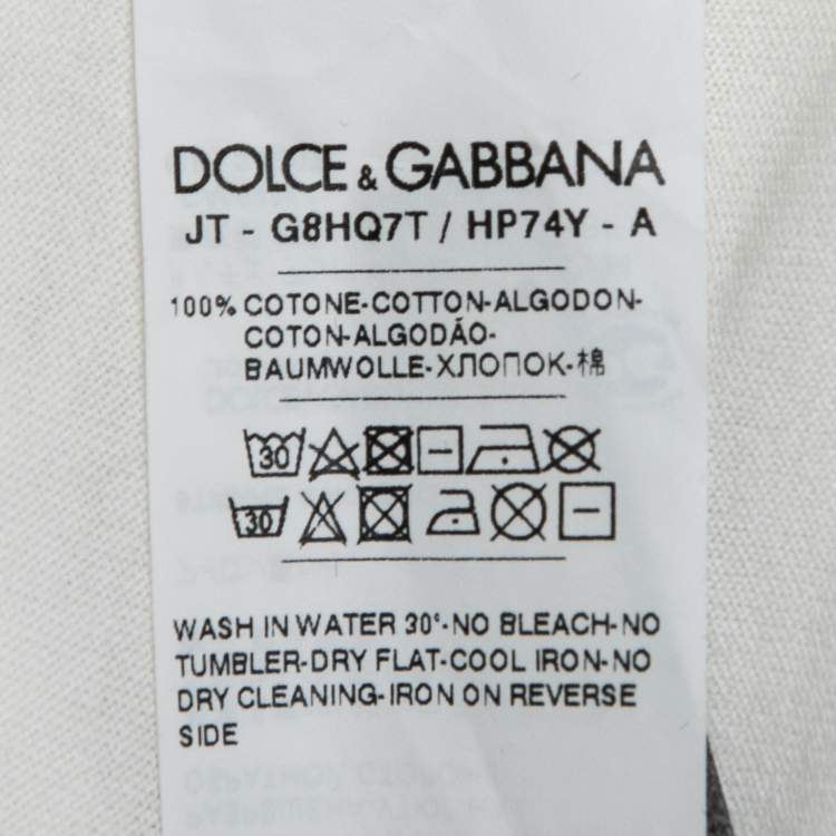 Pre Owned Dolce & Gabbana White Skeleton Print Cotton Crewneck T-Shirt M