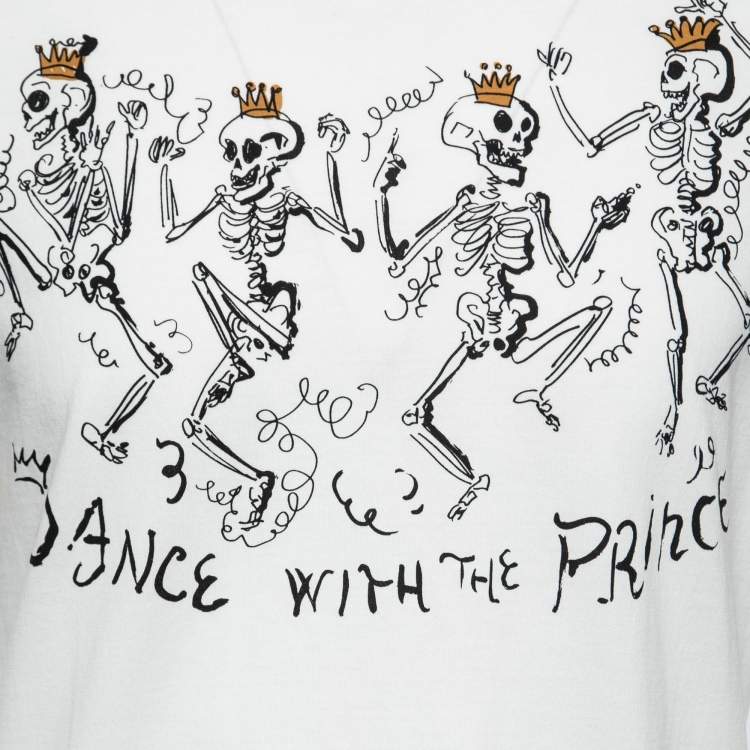 Pre Owned Dolce & Gabbana White Skeleton Print Cotton Crewneck T-Shirt M