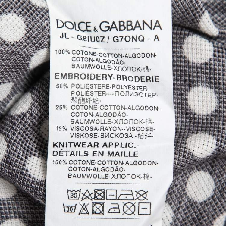 مملوكة مسبقًا Dolce & Gabbana Black Polka Dot Cotton Embroidered Polo T-Shirt 4XL