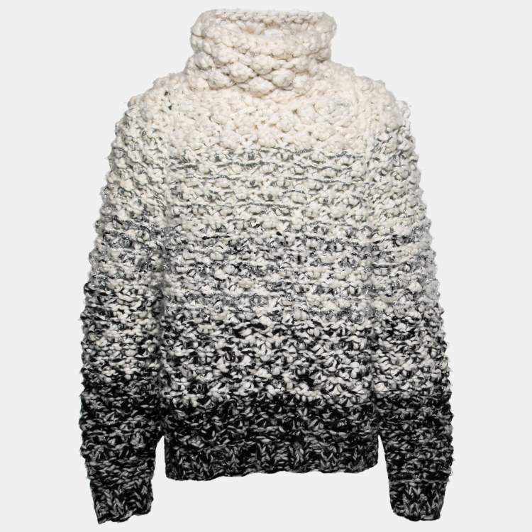 LOUIS VUITTON light gray fine wool sweater knit top women's size M