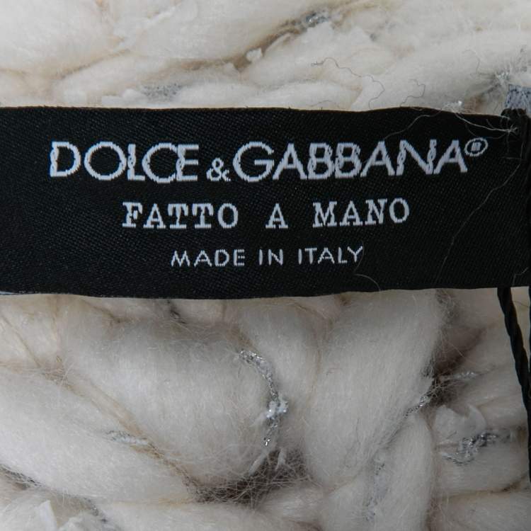Pre Owned Dolce & Gabbana White & Black Wool Knitted Sweater M