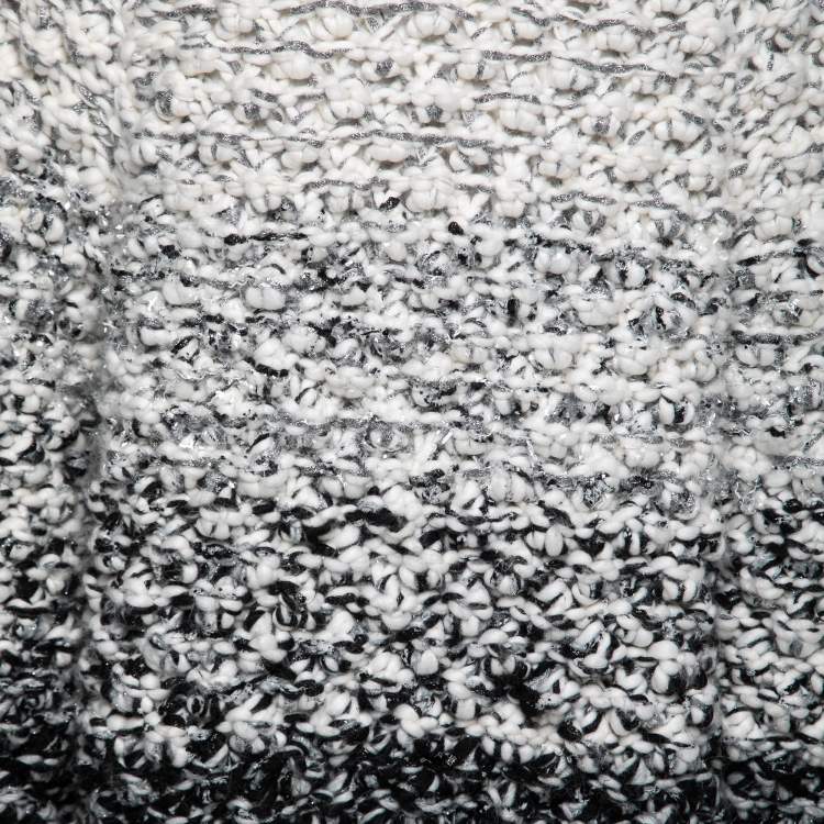 Pre Owned Dolce & Gabbana White & Black Wool Knitted Sweater M