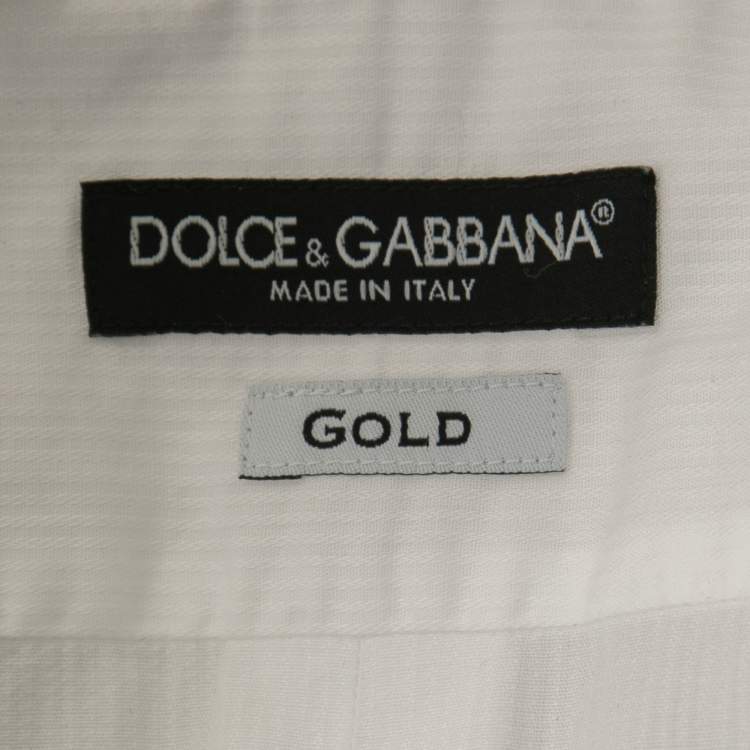 مملوكة مسبقًا Dolce & Gabbana White Cotton & Velvet Collar Detail Shirt M