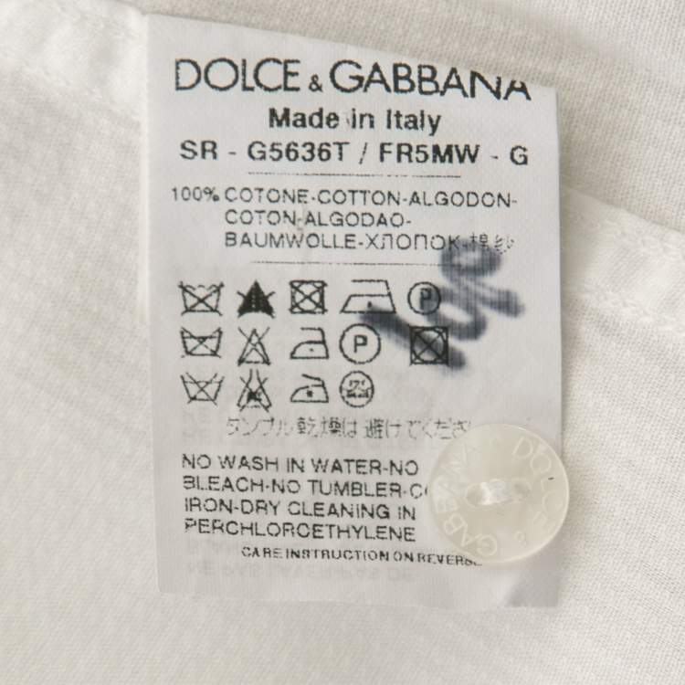 مملوكة مسبقًا Dolce & Gabbana White Cotton & Velvet Collar Detail Shirt M