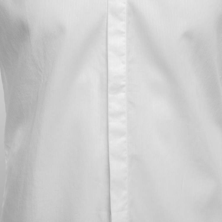 مملوكة مسبقًا Dolce & Gabbana White Cotton & Velvet Collar Detail Shirt M