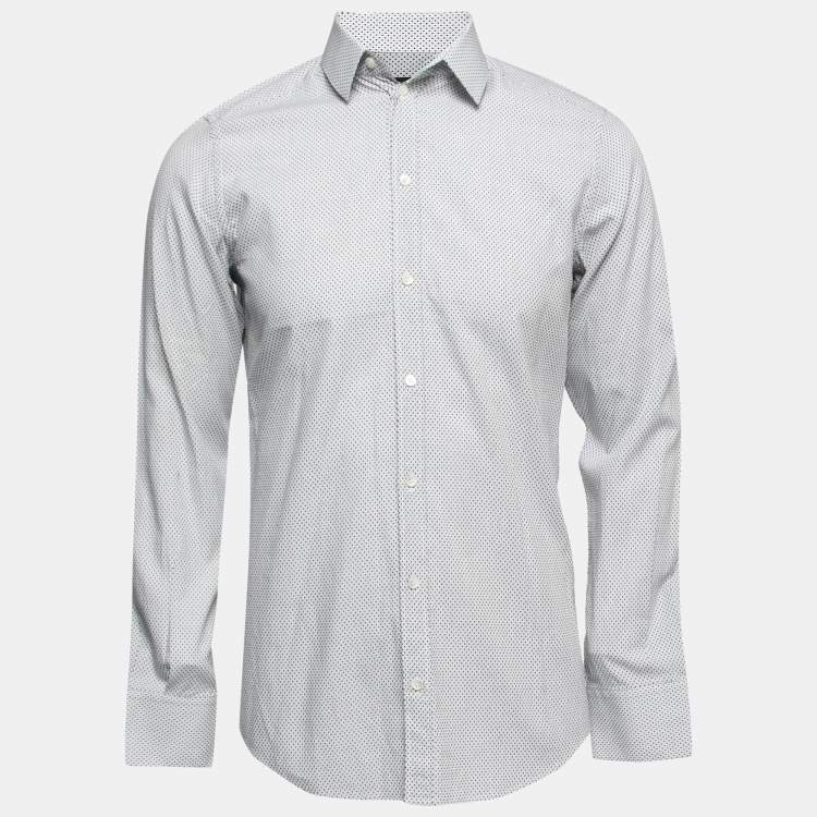Pre Owned Dolce & Gabbana White & Black Polka Dotted Cotton Shirt M