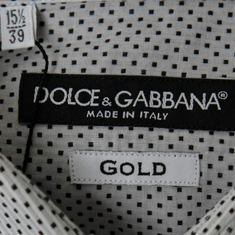 Pre Owned Dolce & Gabbana White & Black Polka Dotted Cotton Shirt M