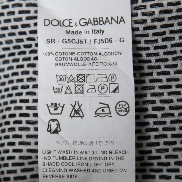 Pre Owned Dolce & Gabbana White & Black Polka Dotted Cotton Shirt M
