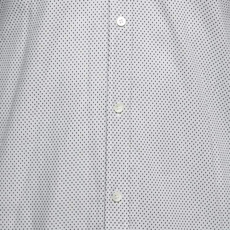 Pre Owned Dolce & Gabbana White & Black Polka Dotted Cotton Shirt M