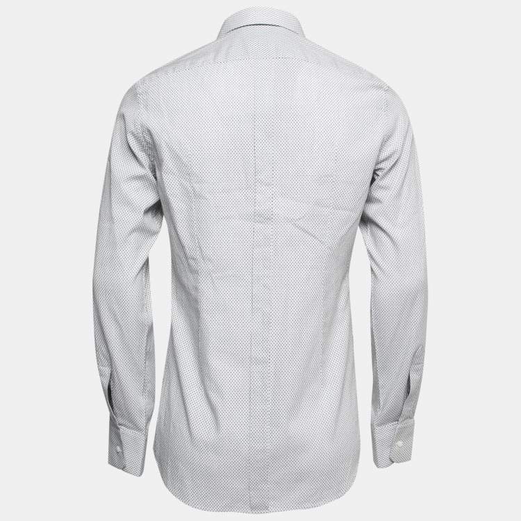Pre Owned Dolce & Gabbana White & Black Polka Dotted Cotton Shirt M