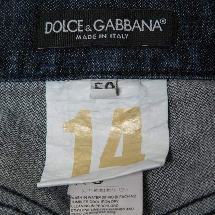Pre Owned Dolce & Gabbana Deep Blue Denim Classic 16 Jeans L Waist 34"